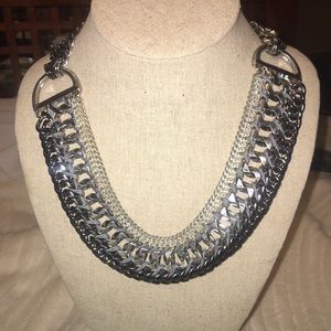 Stella & Dot silver chain link statement necklace